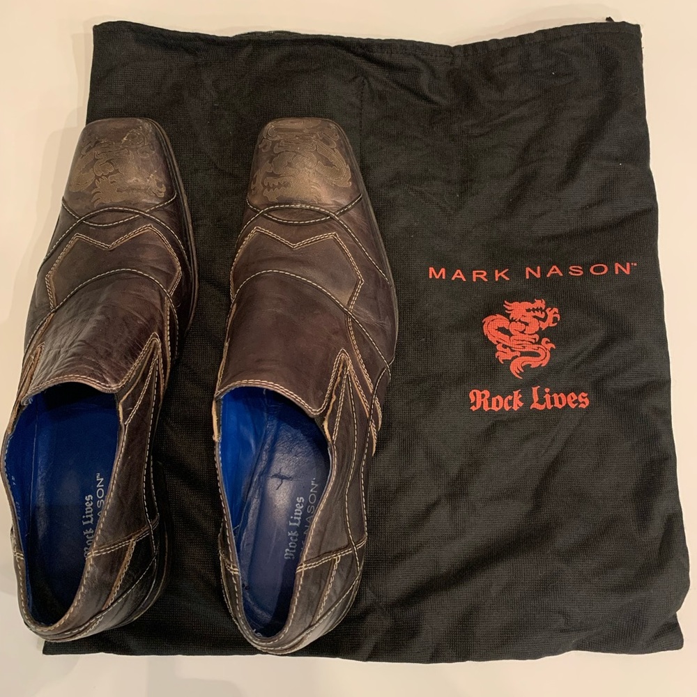 Mark Nason Loafers  Dragon Rock Lives Sz 12 Made In Italy, Dark Brown